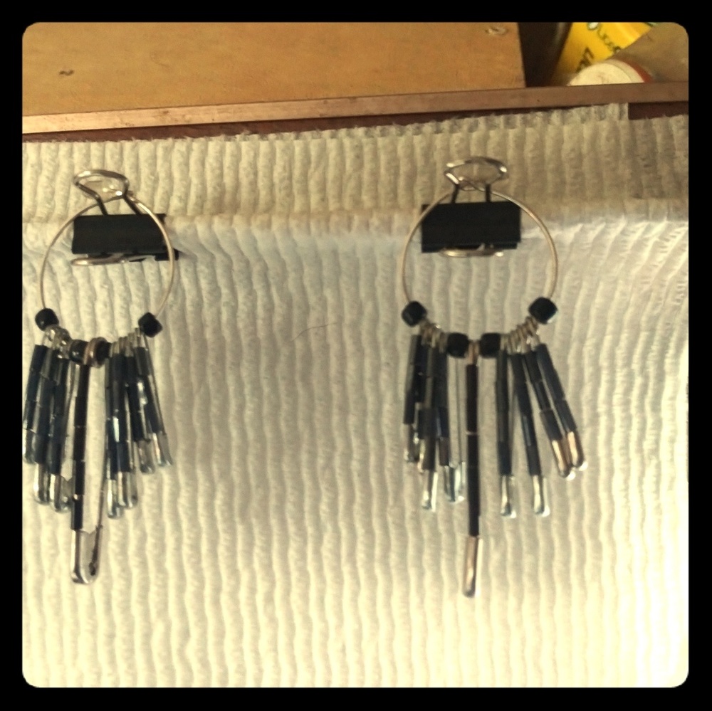 One of a kind handmade hoop earrings